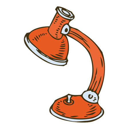 Red Metal Vintage Table Lamp Isolated on White Backgroundのイラスト素材