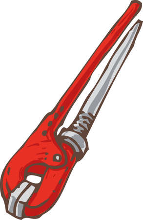 Red Metal Adjustable Wrench. Isolated on white backgroundのイラスト素材