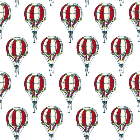 Seamless Pattern with Red and White Balloons on a White Backgroundのイラスト素材