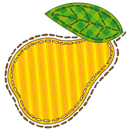 Yellow Pear in Patchwork Style. Isolated on a White Backgroundのイラスト素材