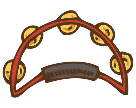 Musical Instrument. Red Tambourine with Jingles. Isolated on a Whiteのイラスト素材