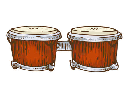 Musical Instrument. Red Bongo Isolated on a White Backgroundのイラスト素材