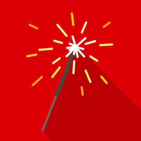 Christmas Sparkle in Flat Style with Long Shadows on a Red Backgroundのイラスト素材