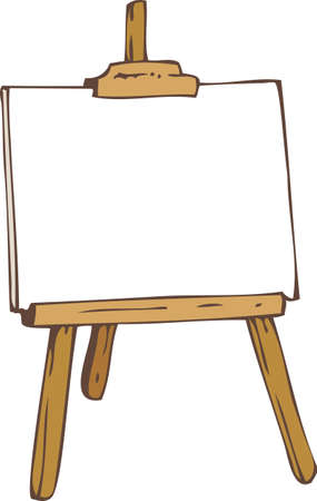 White Paper on the Wooden Easel. Isolated on a Whiteのイラスト素材