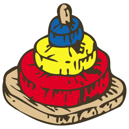 Wooden Toy Color Stacking Rings. Isolated on White backgroundのイラスト素材