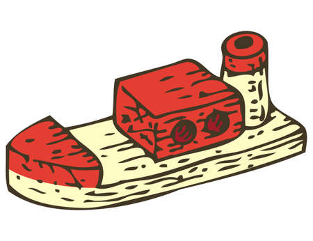 Wooden Truck Toy with Two Blocks. Isolated on White backgroundのイラスト素材