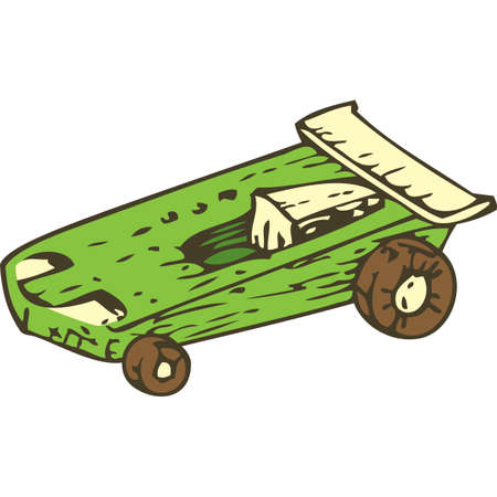 Wooden Toys Racing Car. Isolated on a White Backgroundのイラスト素材