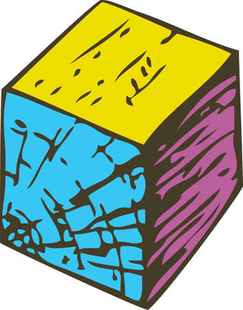 Color Wooden Block. Isolated on White backgroundのイラスト素材