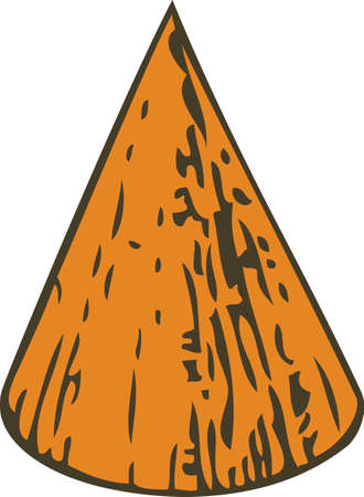Orange Wooden Cone. Isolated on White backgroundのイラスト素材