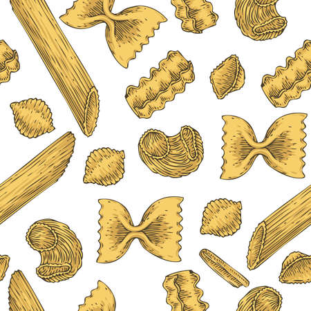 Italian Pasta. Seamless Vector Patternのイラスト素材