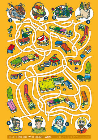 Farmers Market Maze Game.のイラスト素材