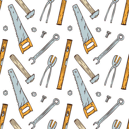 Seamless Vector Pattern with Toolsのイラスト素材