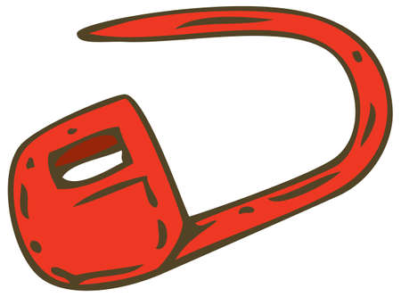 Red Locking Stitch Marker. Knitting Supplies and Accessories. Hand Drawn Illustrationのイラスト素材