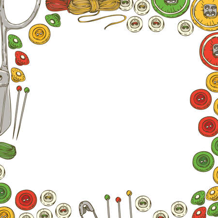 Frame with Sewing Supplies and Accessoriesのイラスト素材