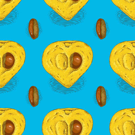 Seamless Pattern. Ripe Yellow Canistelのイラスト素材