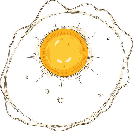 Fried Egg hand Drawn Illustration. Isolated Objectのイラスト素材