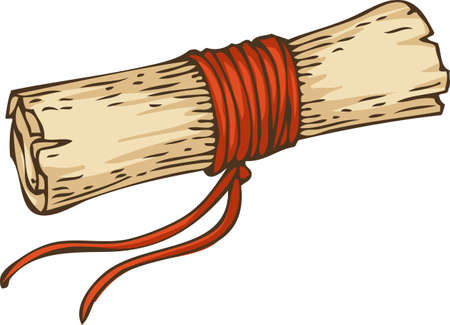Vintage Scroll with Red Ropeのイラスト素材