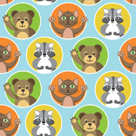 Cute Little Animals Seamless Patternのイラスト素材