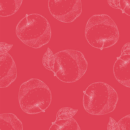 Red Seamless Pattern with Apples