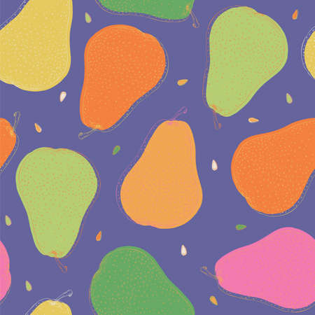 Seamless Vector Pattern with Color Sweet Pear on a Ultra Violet Backgroundの写真素材