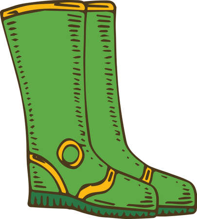 Pair of Green Gumbootsの写真素材