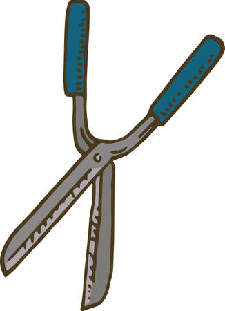 Garden Pruner Shears with Blue Handle. Isolated on Whiteのイラスト素材