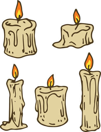 White Waxy Candle Set. Isolated on a White Backgroundのイラスト素材