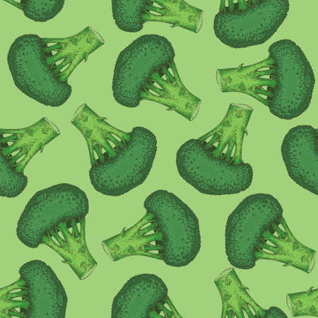 Seamless Pattern with Green Broccoliの写真素材