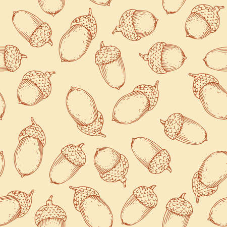 Seamless Pattern with Acornのイラスト素材