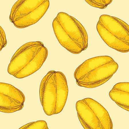 Seamless Vector Pattern with Carambolaのイラスト素材