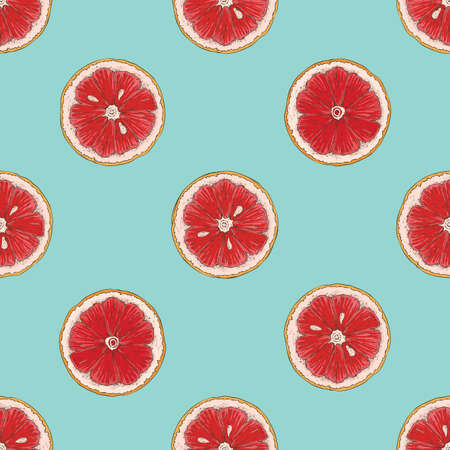 Seamless Pattern with Grapefruit Slicesのイラスト素材