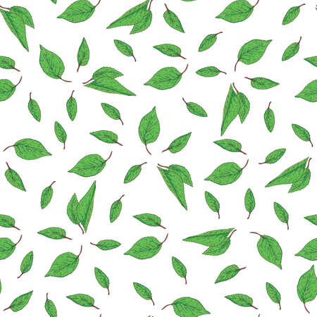 Seamless Pattern with Green Leavesのイラスト素材