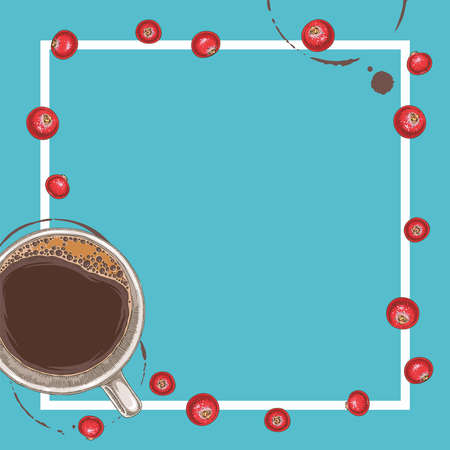 Square Menu Template with Coffee and Cranberryのイラスト素材