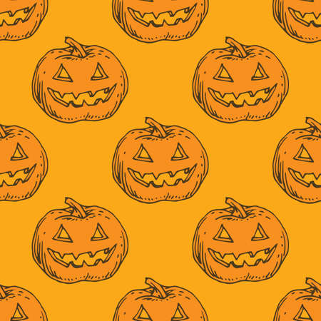 Seamless Orange Pattern. Pumpkins for Halloweenのイラスト素材