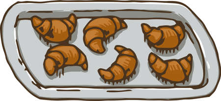 Baking Tray with Croissantsのイラスト素材