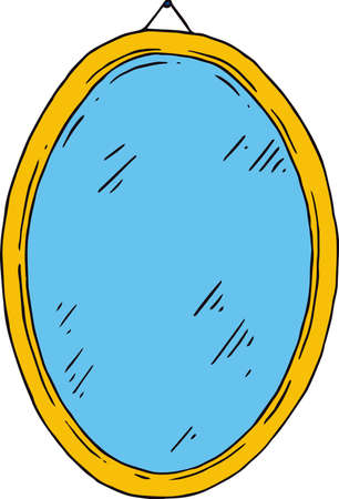 Mirror in Gold Oval Frameのイラスト素材