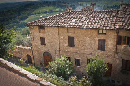 Typical Tuscany architecture-San Gimignano,Italyのeditorial素材