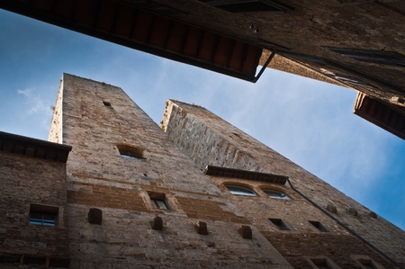 Towers of San Gimignano-small,old, town in Tuscany,Italy.のeditorial素材