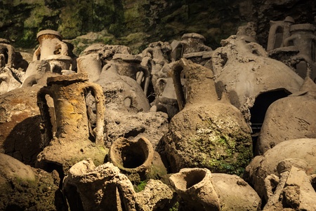 Ancient amphora in roman antic coliseum amphitheatre in Pulaの写真素材