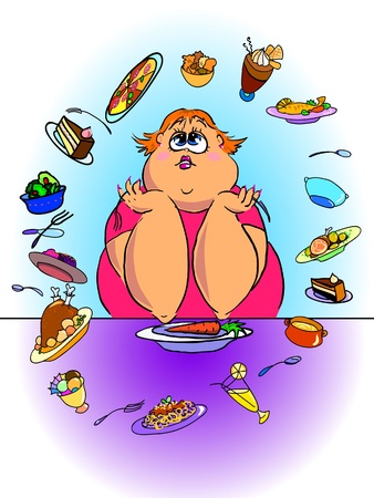 Fat woman has crisis during diet  のイラスト素材