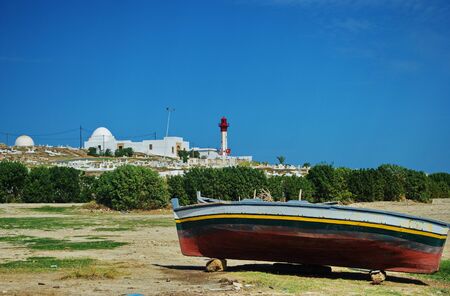 Fishing boats over seashore ,Mahdia in Tunisia 