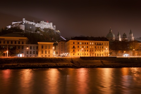  Night view of Salzburg, Austria  Historic Centre of the City of Salzburg is on World Heritage List  のeditorial素材
