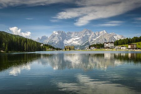  Lago Misurina, Misurina lake at summer in Dolomite Alps, Italy, Europe の写真素材