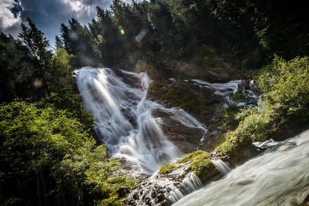 Beautiful mountain waterfall-Kals am Grossglokner,Austria の写真素材