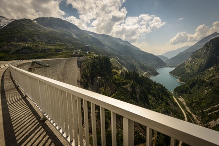 View from Kaprun dam wall-the highest power plant in Austria の写真素材