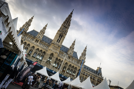 VIENNA, AUSTRIA - 22 SEPTEMBER 2013  Tents near townahall at  horses competition Longines Global Champions Tour on Sept 29 2013 Vienna, Sept 22 2013 のeditorial素材