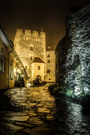 Burg in Deutschlandsberg at night Styria,Austriaのeditorial素材