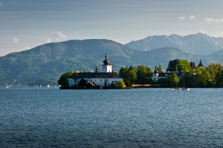 Upper Austria - Traunsee lake, Schloss Orth  also named Ort  in Gmunden  Salzkammergut region  のeditorial素材