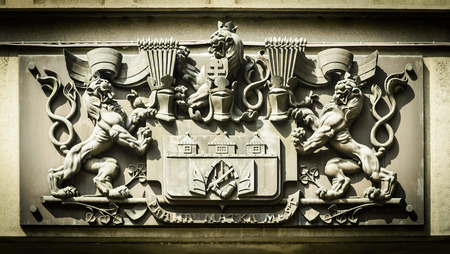  Bas -Relief - arms of Prague on the building facade  Czech Republic の写真素材
