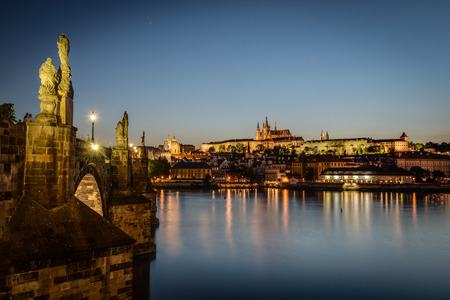 Charles Bridge  and Prague Castle in background, Czech Republic  のeditorial素材